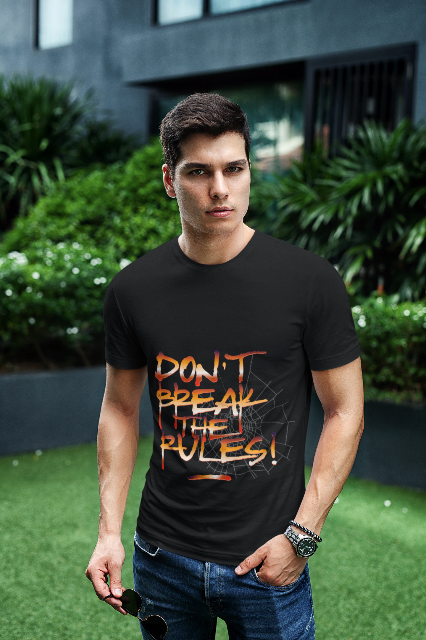 Don't Break The Rules T-Shirt Schwarz – Frontansicht Statement Streetwear | Regionize