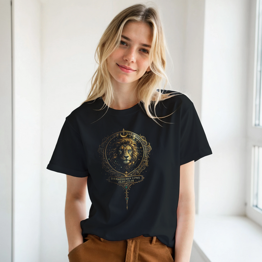 Löwe Sternzeichen T-Shirt Schwarz – Seitenansicht | Regionize