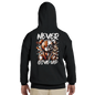 Never Give Up Teddybär Hoodie Schwarz – Rückansicht Print | Regionize
