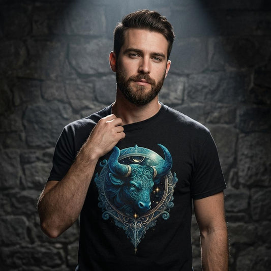 Stier Horoskop T-Shirt Schwarz – Frontansicht Unisex Streetwear | Regionize